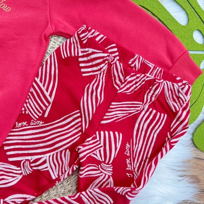  Conj. Casaco Life needs a Little Bow e Calça Legging - Vermelho e Dourado